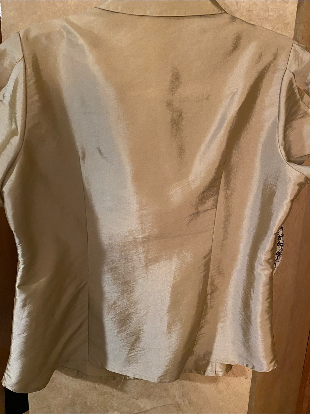 Vintage Agora Champagne Gold Satin Ruched Blouse - Short Sleeve Y2K Top. Size L - Picture 5 of 5